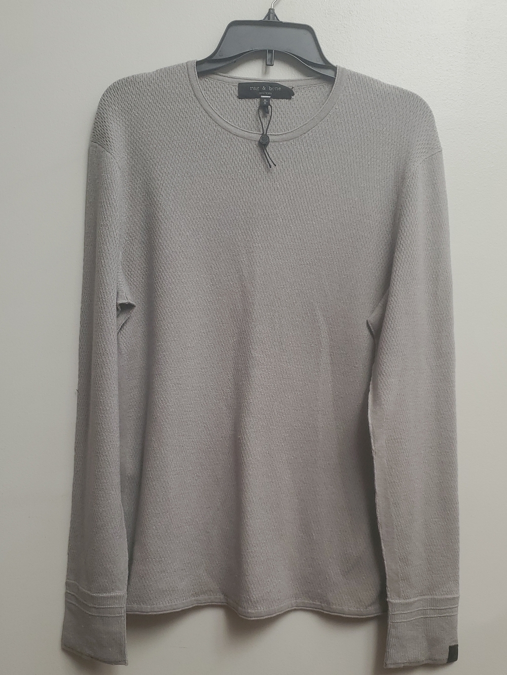 RAG&BONE MEN SWEATER IN HEATHER GREY CRAFTED FROM MERINO WOOL& LINEN /SZ:M